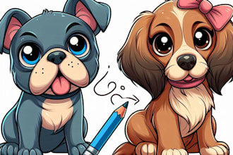 draw your dogs or any pets into cartoon portrait