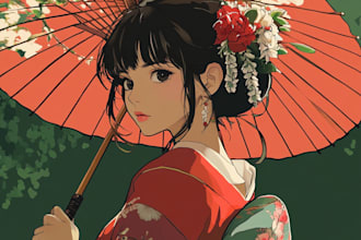 draw 2d japanese anime style