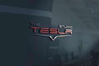 create a modern and sleek tesla studio logo