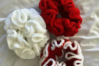 crochet scrunchies and berets