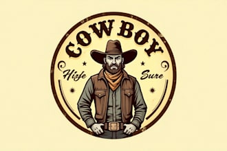 design a vintage cowboy logo for your brand