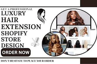 design luxury hair extension shopify store hair extension website beauty website