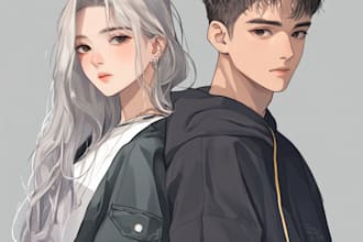 draw you anime couple art portrait