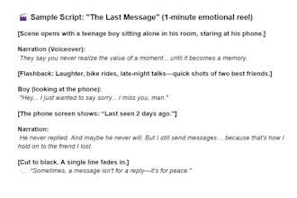 write creative scripts and content for videos or short films