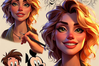 create a portrait in semi realism disney cartoon style