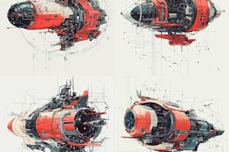 draw spaceship concept art for you