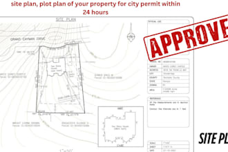 make site plan, plot plan of your property for city permit within 24 hours