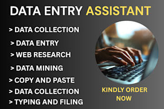 data entry, web research, copy paste, and web scraping