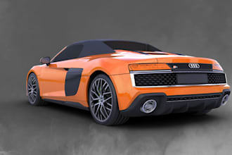 design audi r8 car, luxury car,3d model, widebody kit, realistic render, 3ds max