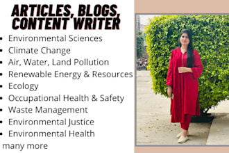 write articles on sustainability, environmental topic