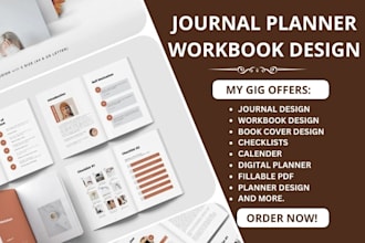 do fillable journal design, kindle book layout design, workbook design on canva