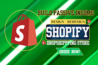 build passive income shopify dropshippping store one product shopify website