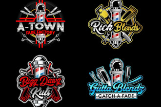 do professional vintage barber, barbershop, spa and beauty salon logo design