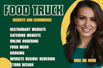 food truck website restaurant, catering website online menu and ordering booking