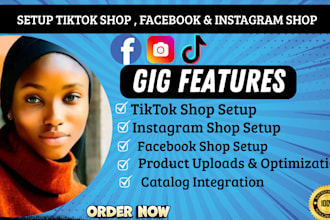 setup tiktok shop, instagram shop, facebook shop and manage tiktok dropshipping