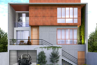 renovate 3d house apartment,two story building,balcony,home elevation,cgi render