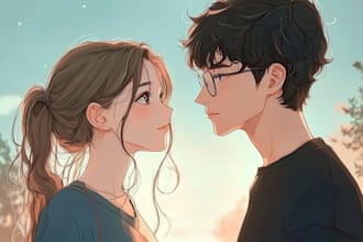 crate a you anime couple art portrait for you