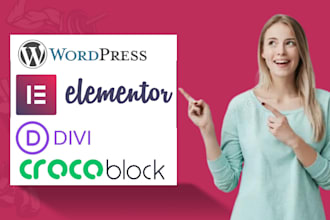 build wordpress website with elementor pro divi gutenberg crocoblock for you