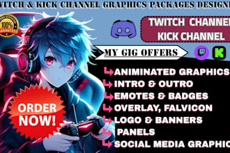 design professional eye catchy custom stream graphics for twitch, kick channel