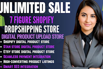 setup 7 figure shopify digital product store,etsy shop, stan store digital store