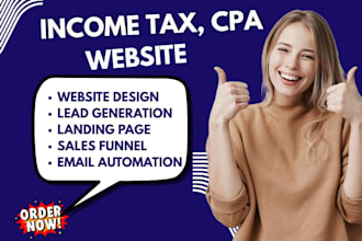 build income tax insurance landing page accounting cpa bookkeeping website