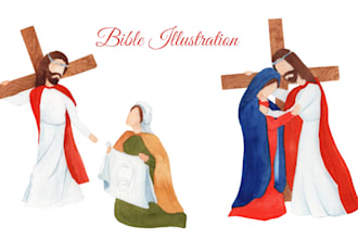 create watercolor bible illustration