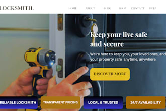 design locksmith, handyman, locksmith landing page, garage door website in 24hrs