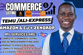 help you list and manage products on temu, cjdropshipping, ebay, and amazon