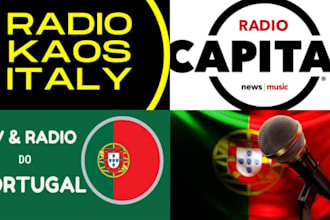 air your songs of all genre exclusively on italy and portugal radio