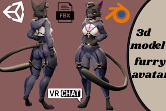 edit or create vrchat furry avatar vr character 3d model