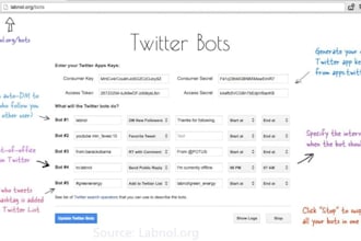 develop twitter x bot, instagram api bot, linkedin bot, tiktok bot