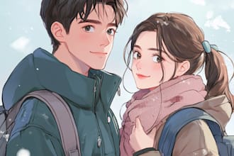 make a anime couple character art anime style
