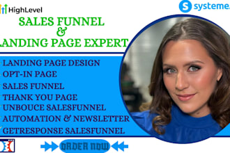 build systeme io website, systeme io sales funnel, unbounce landing page