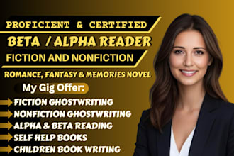 be fiction romance beta reader, fantasy alpha reader for your novel