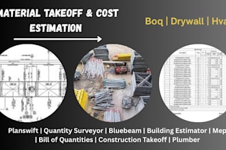 material take off cost estimation, bluebeam, mep, hvac, boq, quantity takeoff