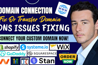 connect, fix, transfer and redirect domain to shopify, wix, systeme io ghl