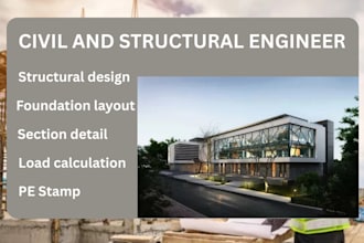 do foundation layout, structural design, section details, column, slab and beam
