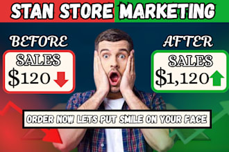 do stan store marketing, payhip store, gumroad, beacons ai and stan store design