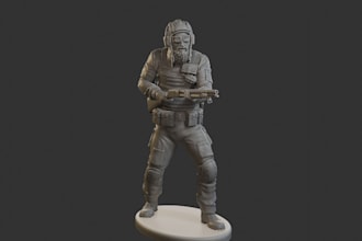 sculpt 3d action figure, articulated action figure, 3d toy model for 3d printing