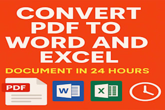 convert PDF to word and excel document in 24 hours