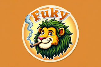 make different lion fuky weed smoking mascot logo design with express delivery