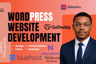 build a wordpress website using elementor pro on godaddy, bluehost, hostinger