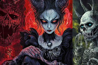 draw detailed dark art illustration metal album cover