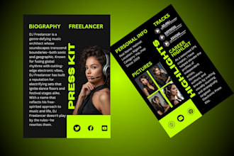 design clickable artist electronic press kit, music epk dj link enable press kit