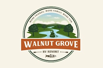design motivation fun family campground logo