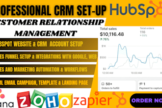 set up hubspot crm, zoho crm, zappier crm, asana crm and automate sales pipeline
