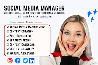 schedule social media posts buffer loomly metricool hootsuite, virtual assistant