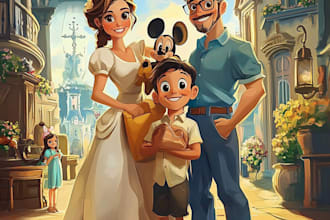 design a professional disney family portrait
