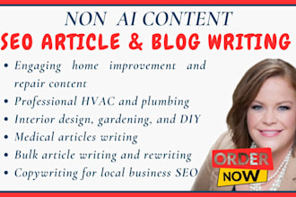 write SEO blog posts or articles on hvac plumbing construction home improvement