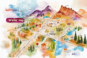 make watercolor map, wedding or venue map illustration just for you